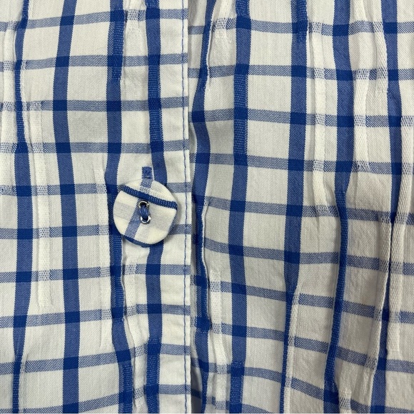 Foxcroft White Blue Check Button Shirt - Picture 7 of 13